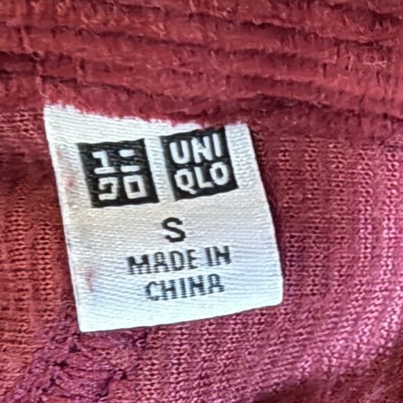 Uniqlo Corduroy Leggings Pull On Stretch Pants Womens Size Small Burgundy - Picture 7 of 8